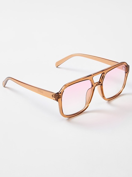 LOFT Accessories - LOFT Women’s Modern Aviator Sunglasses NWT Clear Amber Pink Gradient Retro